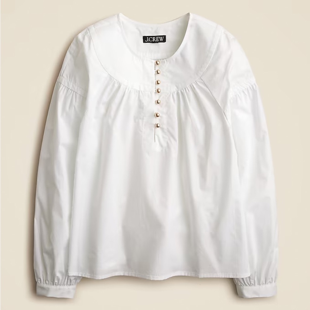 NWT J. Crew Shirred Popover Top in Cotton Poplin, 2X (Multiple Colors Available)